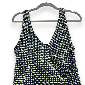 Boden Dress Womens 10R Blue Willa Jersey Wrap Dress Sleeveless Apple Print